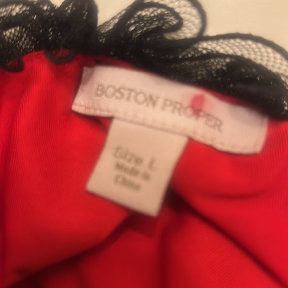 Boston Proper Sheer Black & Red Top L - Picture 10 of 10